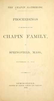 Cover of: The Chapin genealogy by Orange Chapin