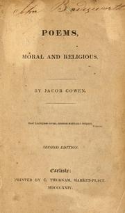 Cover of: Poems, moral and religious. by Jacob Cowan