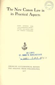 cover of The new canon law in its practical aspects