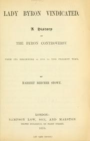 Cover of: Lady Byron vindicated by Harriet Beecher Stowe