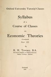 Cover of: Syllabus of a course of classes on economic theories