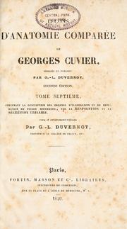 Cover of: Lecons d'anatomie comparée / by Baron Georges Cuvier