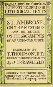 Cover of: St. Ambrose. "On the mysteries" by Saint Ambrose, Bishop of Milan
