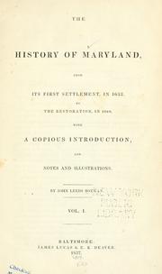 The history of Maryland by John Leeds Bozman