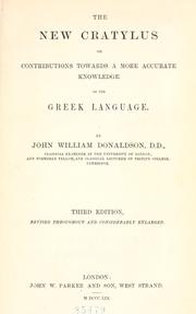 Cover of: The new Cratylus by Donaldson, John William, Donaldson, John William