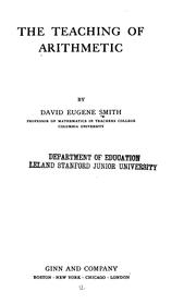 Cover of: The teaching of arithmetic by David Eugene Smith
