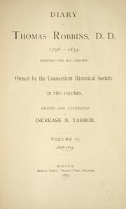 Cover of: Diary of Thomas Robbins, D. D., 1796-1854. by Robbins, Thomas