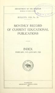 Cover of: Monthly record of current educational publications--Index: February 1919-January 1920