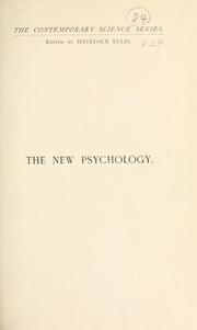 Cover of: The new psychology. by E. W. Scripture, E. W. Scripture