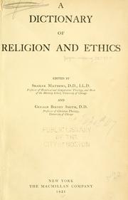 Cover of: DICTIONARY OF RELIGION AND ETHICS by Mathews, Shailer