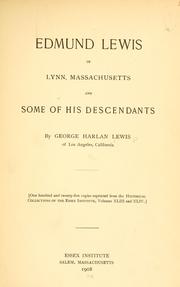 Cover of: Edmund Lewis, of Lynn, Massachusetts: and some of his descendants