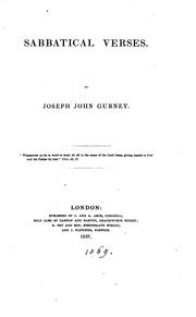 Cover of: Sabbatical verses by Gurney, Joseph John