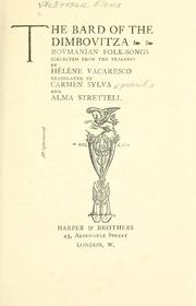 Cover of: The bard of the Dimbovitza by Elena Văcărescu