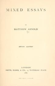 Cover of: Mixed essays by Matthew Arnold