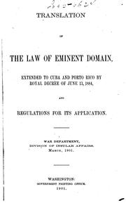 Cover of: Translation of the law of eminent domain by Cuba.