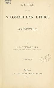 Cover of: Notes on the Nicomachean ethics of Aristotle. by Stewart, John Alexander