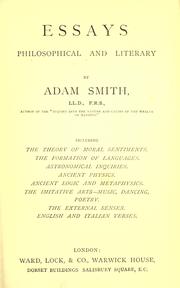 essays philosophical and literary adam smith