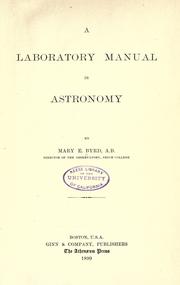 Cover of: A laboratory manual in astronomy
