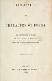 Cover of: The genius and character of Burns