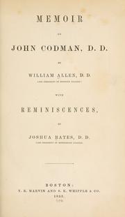 Cover of: Memoir of John Codman, D. D. by Allen, William, Allen, William