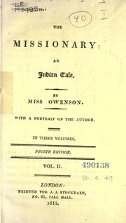 The missionary, an Indian tale by Lady Morgan