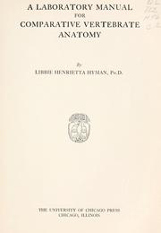 Cover of: A laboratory manual for comparative vertebrate anatomy by Hyman, Libbie Henrietta