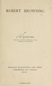 Cover of: Robert Browning. by C. H. Herford