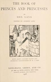 Cover of: The book of princes and princesses by Lang Mrs.