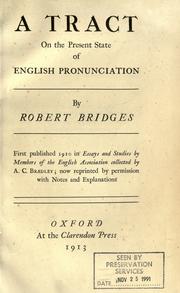 Cover of: A tract on the present state of English pronunciation