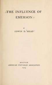 Cover of: The influence of Emerson.