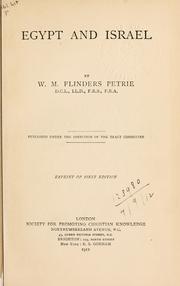 Cover of: Egypt and Israel by W. M. Flinders Petrie