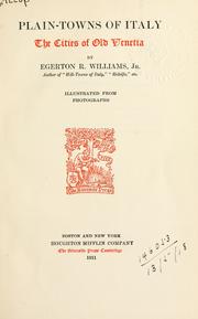 Cover of: Plain-towns of Italy by Egerton Ryerson Williams