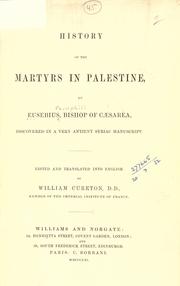 Cover of: History of the martyrs in Palestine by Eusebius of Caesarea