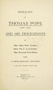 Cover of: Genealogy of Thomas Pope (1608-1883) and his descendants