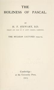 Cover of: The holiness of Pascal. by H. F. Stewart