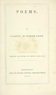 Cover of: Poems. by Joseph Butterworth