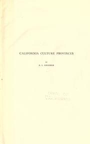 Cover of: California culture provinces by A. L. Kroeber