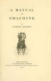 Cover of: A manual of coaching