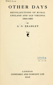 Cover of: Other days by A. G. Bradley