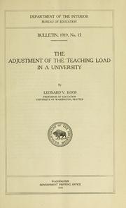 Cover of: adjustment of the teaching load in a university