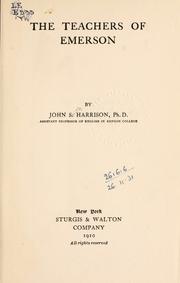 Cover of: The teachers of Emerson. by John Smith Harrison