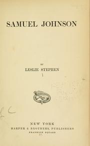 Cover of: Samuel Johnson by Sir Leslie Stephen