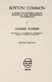 Cover of: Boston Common by Barber, Samuel