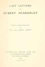 Cover of: Last letters of Aubrey Beardsley