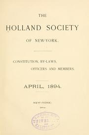 Cover of: Constitution, by-laws, officers and members, April 1894