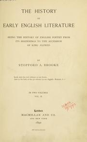 Cover of: The history of early English literature by Brooke, Stopford Augustus