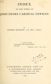 Cover of: Index to the works of John Henry Cardinal Newman by Joseph Rickaby