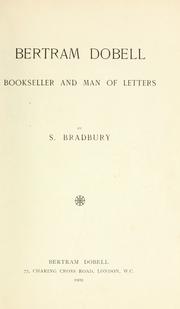 Cover of: Bertram Dobell by Savile Bradbury