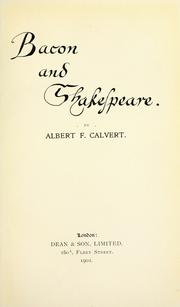 Cover of: Bacon and Shakespeare. by Albert Frederick Calvert