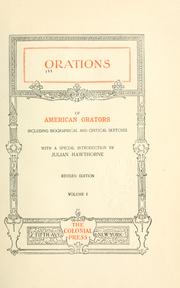 Cover of: Orations of American orators by with a special introduction by Julian Hawthorne.